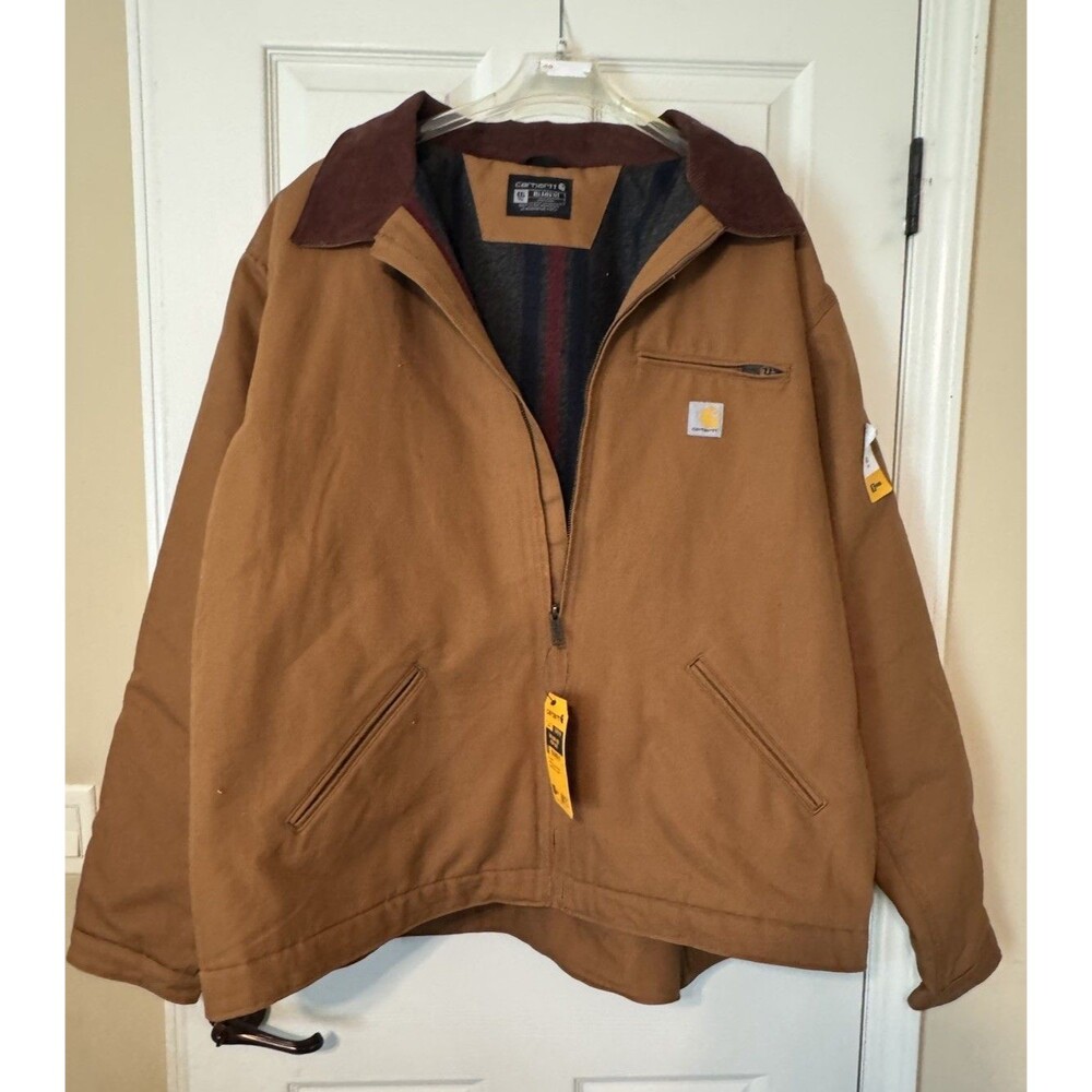 Carhartt Detroit Jacket Duck Blanket Lined Brown Men’s Size 4XL Tall Canvas NWOT